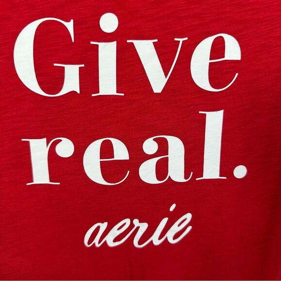 Aerie Real Soft Red Short Sleeve Oversized Give Real Tee Size Small Lightweight - Picture 6 of 14